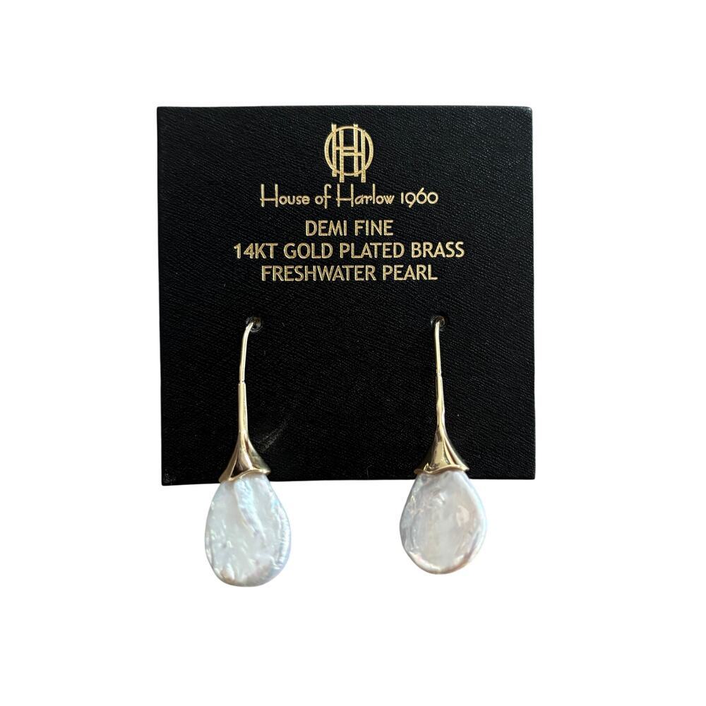 House of Harlow 1960 Demi Fine 14KT Gold Plated Brass Freshwater Pearl Earrings